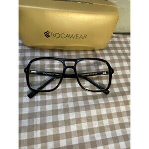 Rocawear RO505 Black Glasses Frame Retro Style Handmade 57-18-145 w/ Gold Case